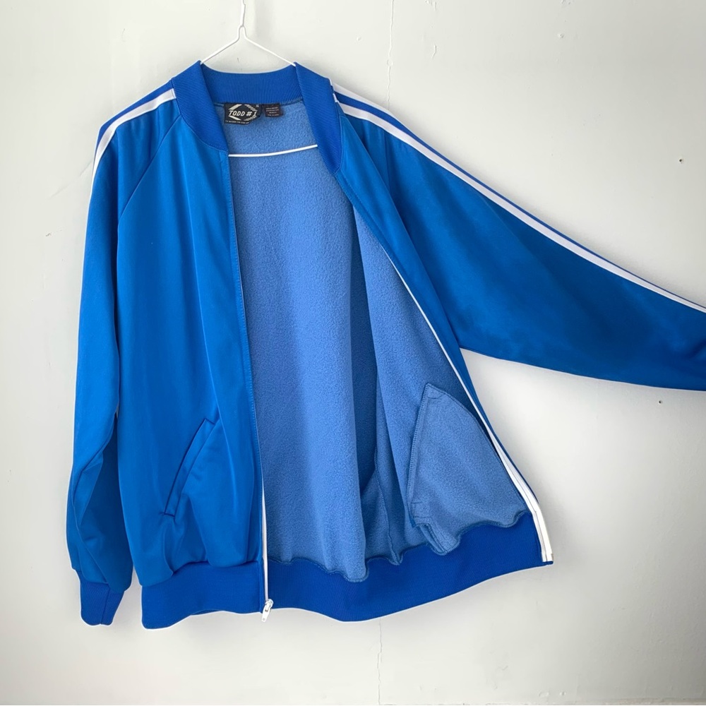 vintage track jacket, blue with white stripes